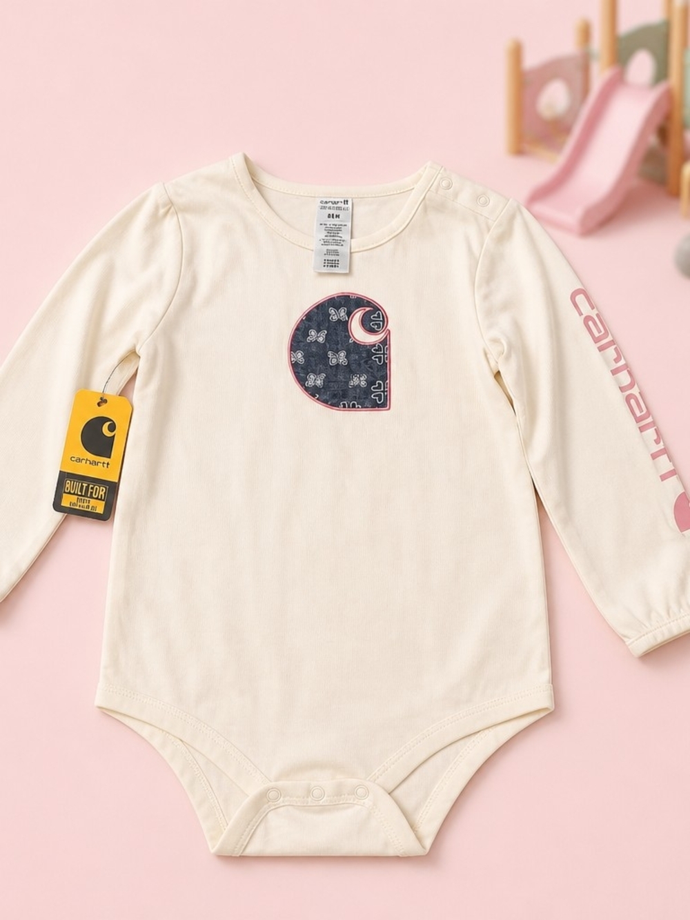 Carhartt Cream Long-Sleeve Baby One-Piece Nwt 24 Months Girl